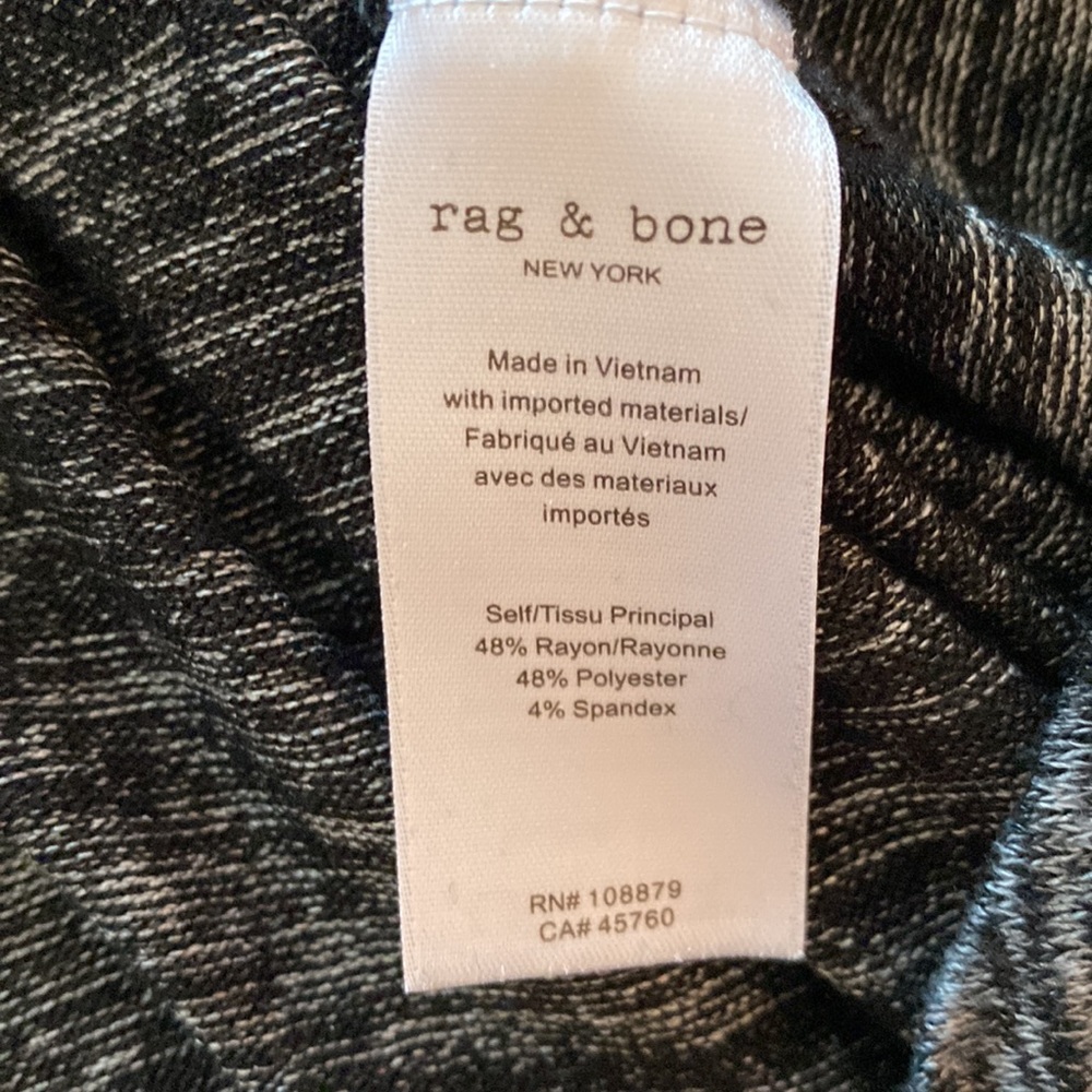 Rag and bone long sleeved HUDSON TEE. Black and grey. - Picture 2 of 5
